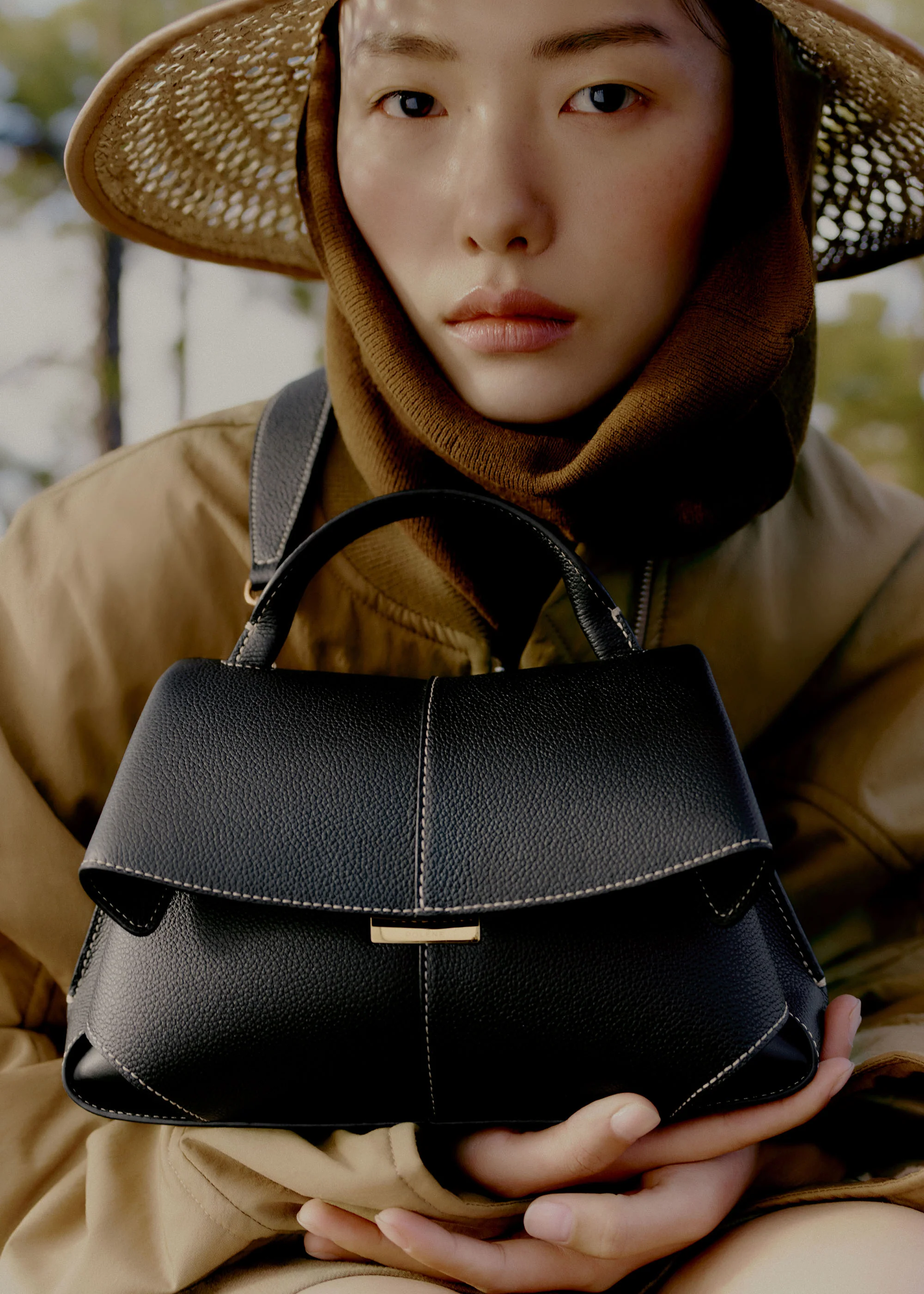 Mokki Mini - Textured Black with Ecru Stitching - Image 2