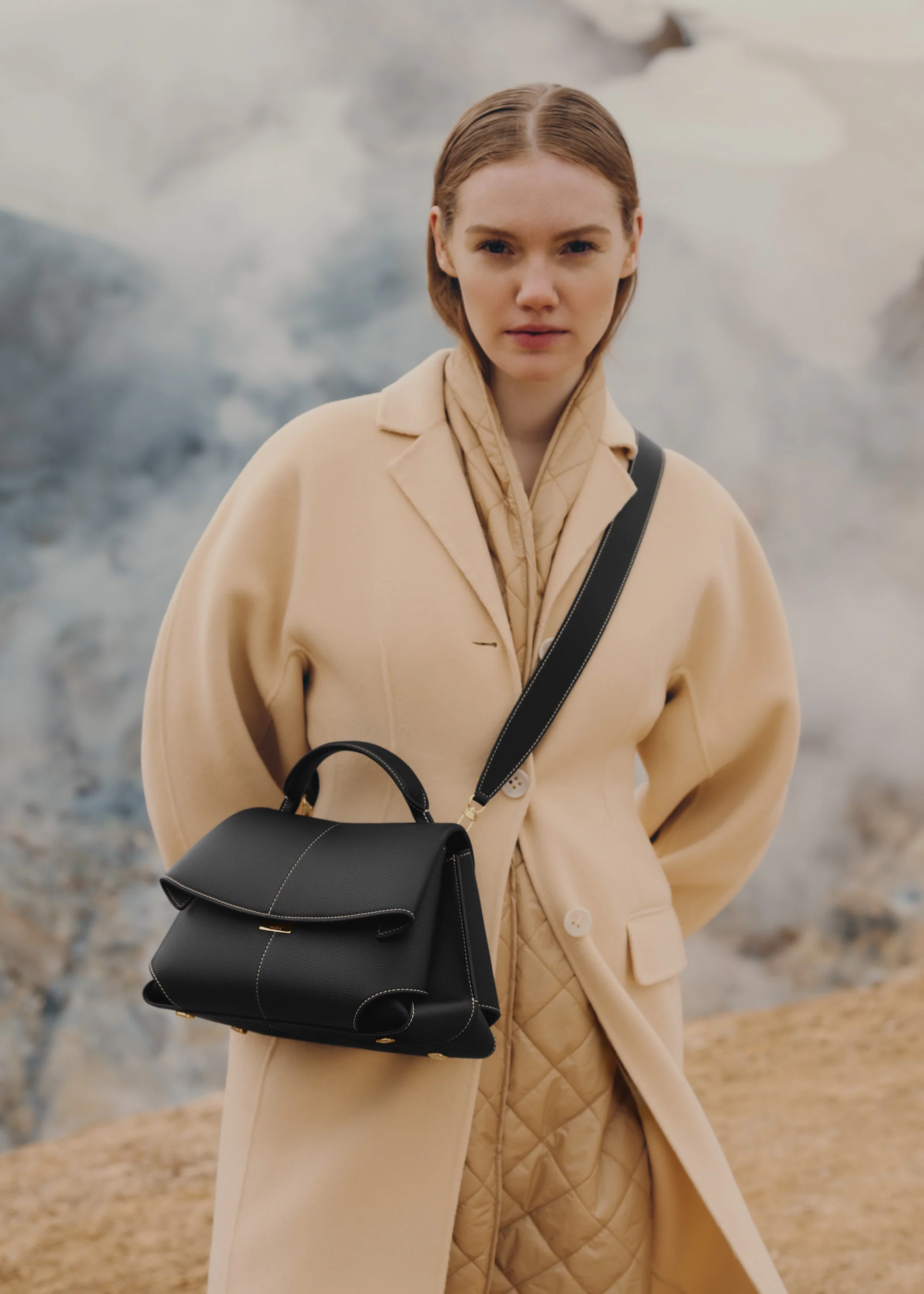 Mokki - Textured Black with Ecru Stitching - Image 2