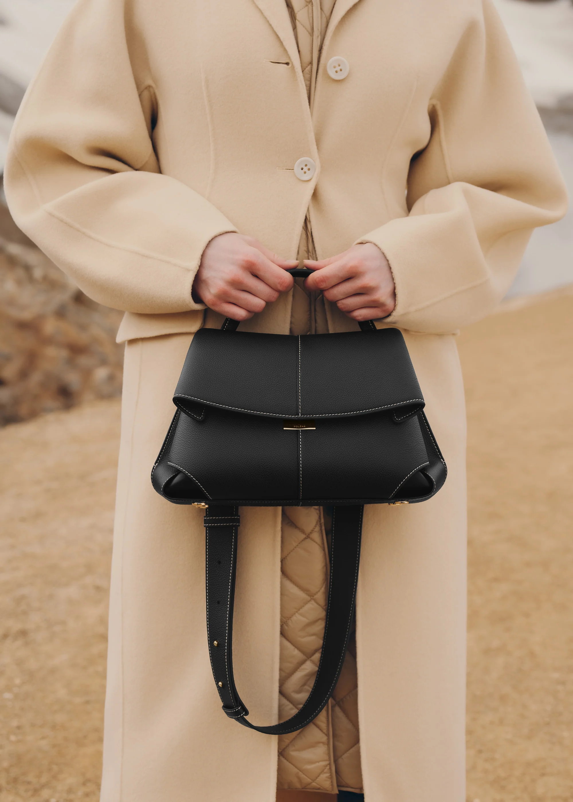Mokki - Textured Black with Ecru Stitching - Image 7