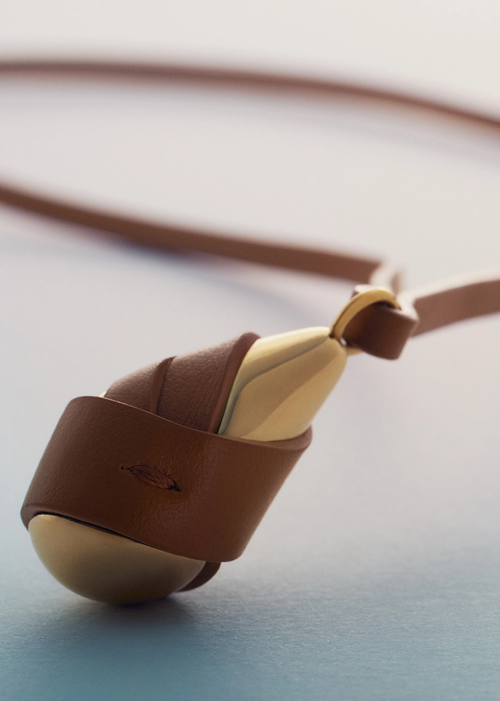 Ormé Pendant - Gold Gilded with Camel Leather - Image 2